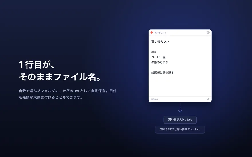 1行目がそのままファイル名になる仕組み
